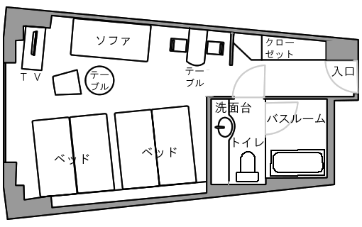 浦安ブライトンホテル「ファミリールーム」客室間取り図（公式サイトより引用）