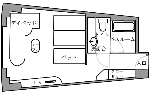 浦安ブライトンホテル「ルーム・フォレスト 〜ミックス・スタイル〜」間取り図（公式サイトより引用）